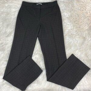 T‎ Tahari Women’s Grey Plaid Semi Flare Bottom Career Wool Trousers 2/W29/L33